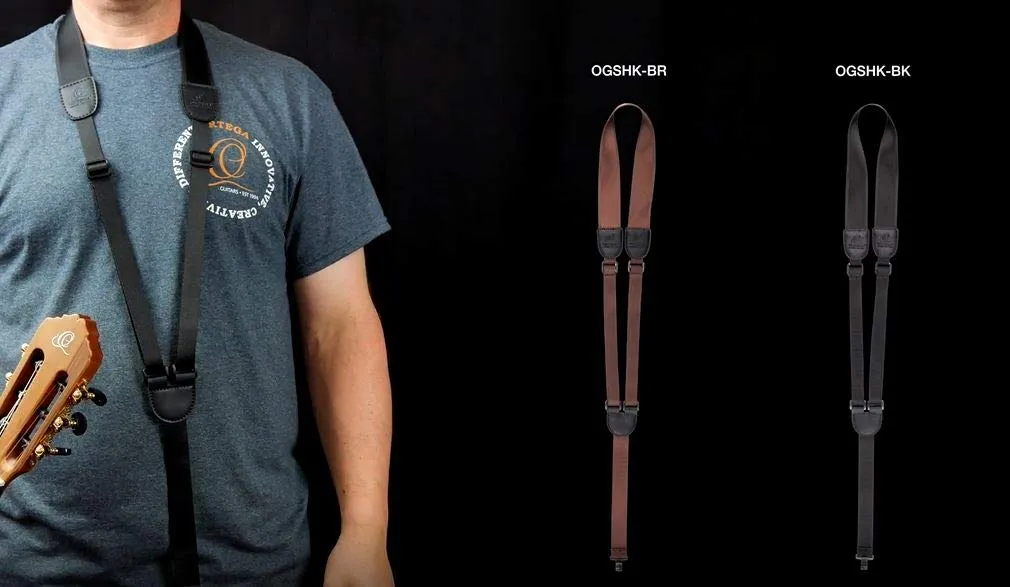 Ortega Nylon Straps Hook OGSHK-BK sangle guitare noir