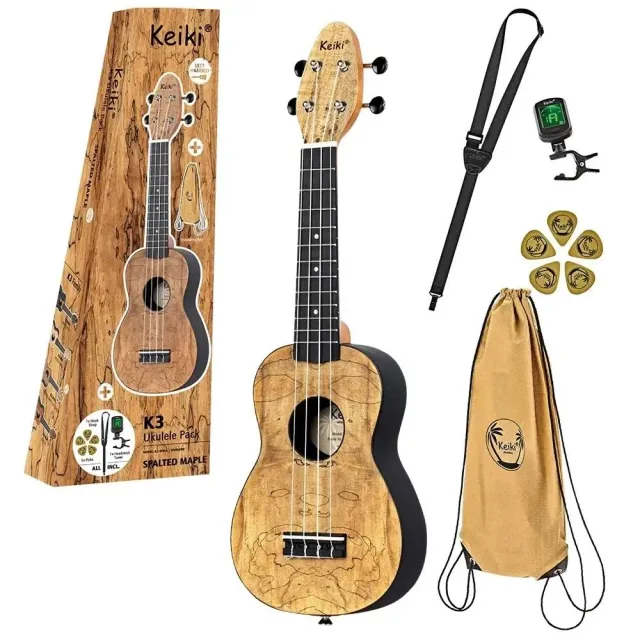 Ortega Keiki K3 K3-SPM-L ukulélé soprano gaucher érable naturel