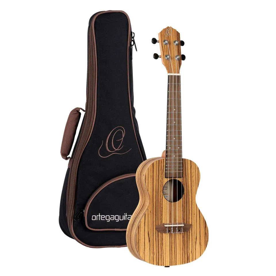Ortega Timber ukulélé zebrawood naturel avec housse