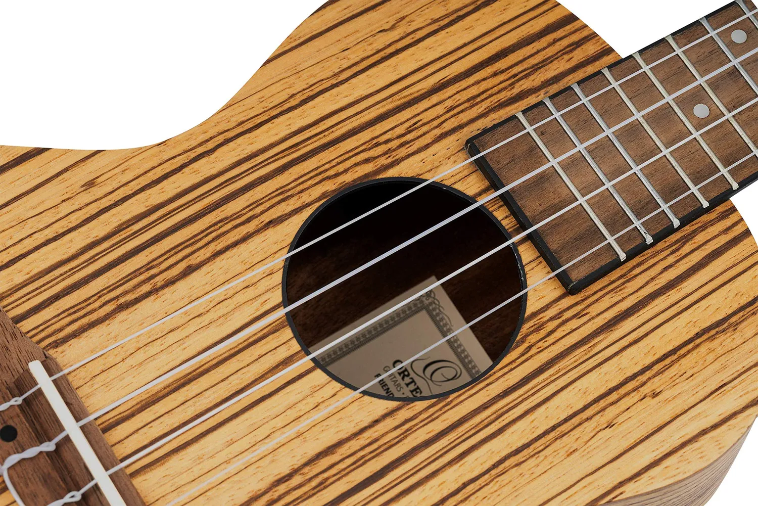 Ortega Timber ukulélé zebrawood naturel avec housse